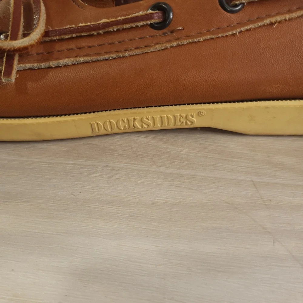 Sebago Docksides Boat Shoes Loafers Mens Size 13 M Tan Leather Classic Timeless